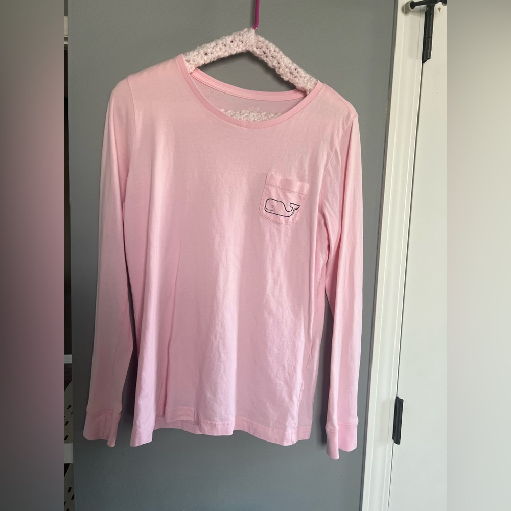 Vineyard Vines Long Sleeve Tee in Light Pink with Whale Logo